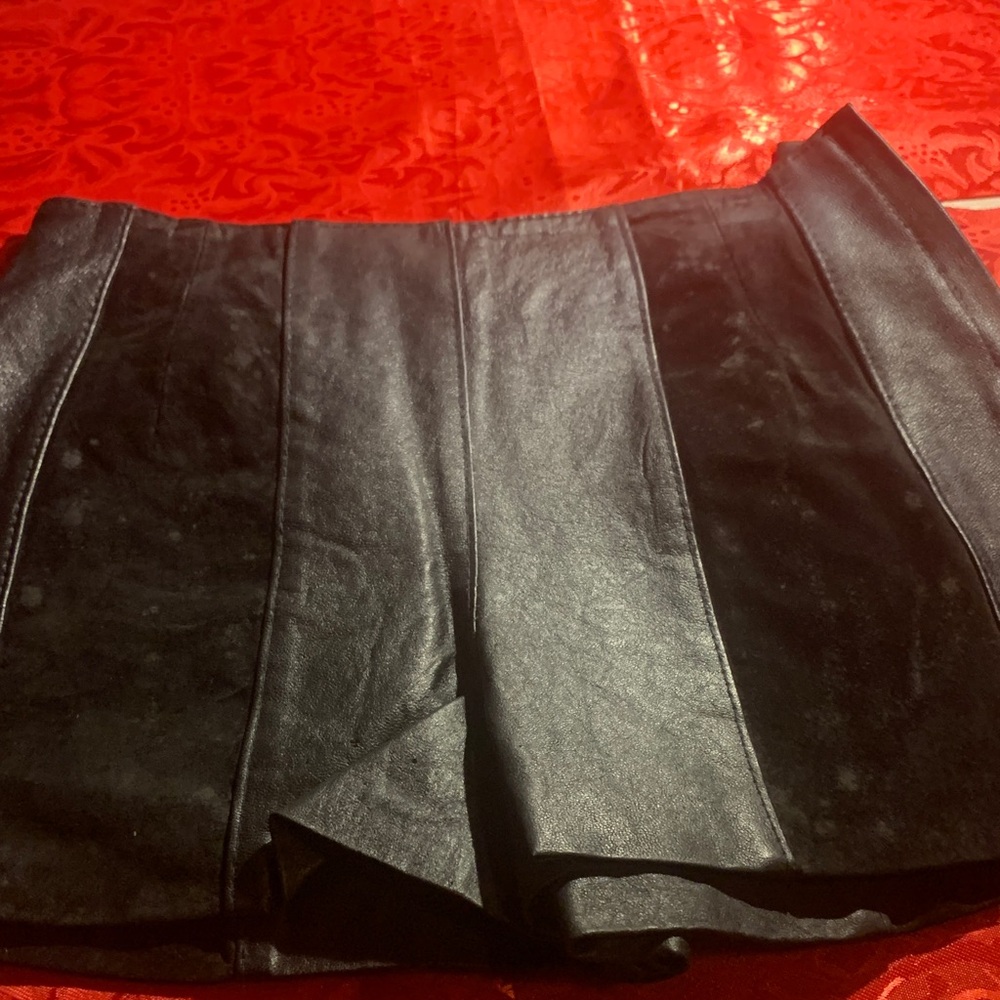 Black Faux Leather & Suede Panel Mini Skirt